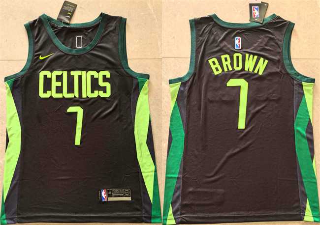 Men%27s Boston Celtics #7 Jaylen Brown Black 2024-25 City Edition Stitched Basketball Jersey